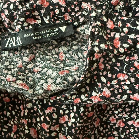 Zara ditsy floral tiered boho babydoll mini dress oversized layer tiers M medium - Picture 5 of 7